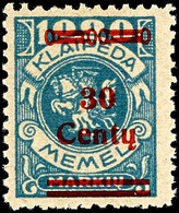 30 Cent Auf 1000 Mark, Type Ie, Postfrisch, Tadellos, Unsigniert, Fotoattest Nagler VP, Mi. 650,-, Katalog: 229Ie ** - Memelland 1923