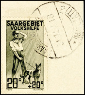 20 Cent Volkshilfe 1926, Plattenfehler V, Tadellos Gestempelt Auf Briefstück, Kurzbefund Geigle BPP, Mi. 200.-, Katalog: - Sonstige & Ohne Zuordnung