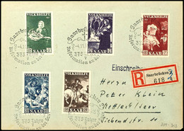 12 + 3 Bis 50 + 20 Fr. Volkshilfe Kpl. Auf Eingeschriebenem Satzbrief Mit Sonderstempel "SAARBRÜCKEN 4.11.51" Nach Mettl - Andere & Zonder Classificatie