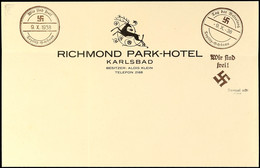 1938, Briefpapier Des Richmond Park-Hotels In Karlsbad Mit Privatem Handstempel-Aufdruck "Wir Sind Frei! + Hakenkreuz" U - Other & Unclassified