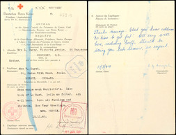 Nachrichtenübermittlung Vom 12.11.43 Auf Formular Vom Deutschen Roten Kreuz Von Guernsey Nach England Mit Antwort Vom 17 - WW2