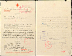 Nachrichtenübermittlung Vom 11.8.42 Auf Formular Vom Britischen Roten Kreuz Von England Nach Guernsey Und Zurück Mit Ant - WW2