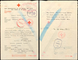 Nachrichtenübermittlung Vom 3.4.43 Auf Formular Vom Britischen Roten Kreuz Von England Nach Guernsey Und Zurück Mit Antw - Tweede Wereldoorlog