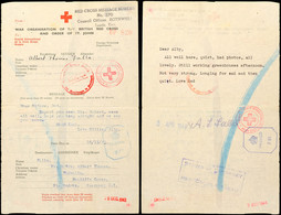 Nachrichtenübermittlung Vom 10.11.43 Auf Formular Vom Britischen Roten Kreuz Von England Nach Guernsey Und Zurück Mit An - 2. WK