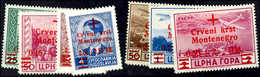 0,15 RM + 0,85 RM Auf 3 D. Bis 0,50 RM + 2,0 RM Auf 2 L. "Rotes Kreuz", Kpl. Satz Mit 7 Werten, Tadellos Postfrisch, Auf - German Occ.: Montenegro