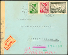 Mischfrankatur Aus Klöster über 7 Din. Mit Serbien I über 1 Din. Und 2 Din. Auf Portogerechtem Auslands-Eil-Brief Nach P - WW2