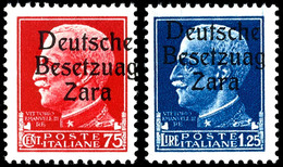 10 C., 30 C., 75 C., 1 L., 1,25 L. Und 1,75 Lire Freimarken Mit Aufdruck In Type II, Je Aufdruckfehler I "Besetzuag" (Fe - Duitse Bez.: Zara