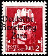 2 Lire, Type I, Aufdruckfehler "offenes D" (Feld 14), Postfrisch, Sign. Ludin BPP, Fotobefund Brunel VP (2018): "Die Erh - Deutsche Bes.: Zara