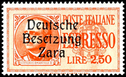 2,50 Lire Eilmarke Mit Aufdruck Von Feld 16 Der Überdruckplatte "Z Von Zara In Fremdtype", Tadellos Postfrisch, Gepr. Lu - Occ. Allemande: Zara