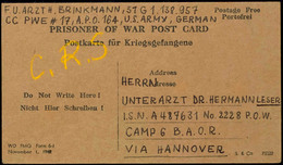 1946, Vordruck-Karte Eines Deutschen Arztes Aus Dem APO 164 Vom 10. April 1946 An Einen Kollegen Im Lager No. 2228 P.O.W - Other & Unclassified