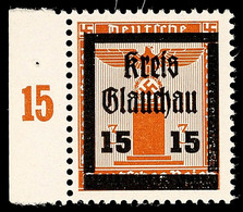 15 Auf 3 Pfg Partei-Dienstmarke, In Guter Y-Variante Mit Waager. Gummiriffelung, Tadellos Postfrisch, Links Mit Bogenran - Glauchau