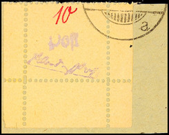 10 Pf. Freimarke Mit Seitenrändern Rechts U. Links A. Kleinem Briefstück, Tadellos, Gepr. Kunz BPP, Mi. 500.-, Katalog:  - Grossraeschen