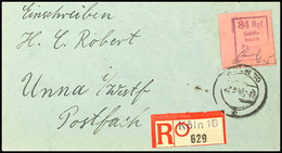 84 Rpf. Gebührenzettel Auf Rosafarbigen Papier Eines Postamtlichen Briefbundvorbindezettel Mit Signa Zweier Postbeamter, - Köln