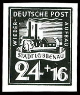 24 Pfg Wiederaufbau-Vorlagedruck In Schwarz Auf Kreidepapier, Ungebrauchtes Kabinettstück Ohne Gummi  (*) - Lübbenau