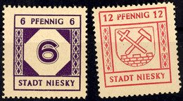 6 Pfg Und 12 Pfg Freimarken Auf Hellgelbbraunem Papier, 2 Postfrische Kabinettstücke, Mi. 350.-, Katalog: 1/2 ** - Niesky