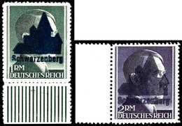 1 Pfg. Bis 2 RM Hitler, Aufdruck Type II, 21 Werte Postfrisch, Gepr. Zierer, 80 Pfg. Gepr. Sturm, Katalog: 1/21 ** - Schwarzenberg (Erzgeb.)