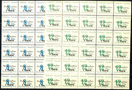 8 Pfg. + 1M. Cyanblau/schwarz Und 12 Pfg. + 1M. Dunkelgelblichgrün/schwarz, Gezähnt, In Kompl. Bogen Zu 30 Marken, Postf - Spremberg