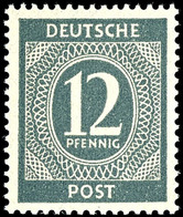 12 Pf. Ziffer, Dunkelgrüngrau, Postfrisch, Fotobefund Arge Kontrollrat, Mi. 1200,-, Katalog: 920c ** - Sonstige & Ohne Zuordnung