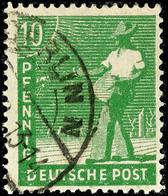 10 Pf. Arbeiter Schwärzlichgelbgrün, Kurzbefund Schlegel BPP, Mi. 180,-, Katalog: 946c O - Andere & Zonder Classificatie