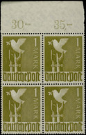 1 Mark Taube, Dunkelbräunlicholiv, Oberrand-4er-Block, Postfrisch, Gepr. ARGE, Mi. 200.-, Katalog: 959dPOR(2) ** - Other & Unclassified