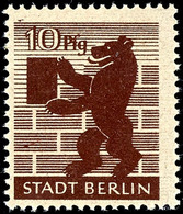 10 Pf Berliner Bär In Angegebener Type Tadellos Postfrisch, (herstellungsbedingter Kalanderbug), Tiefst Gepr. Zierer BPP - Other & Unclassified