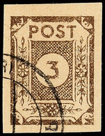 3 Pf. Graubraun, Tx-Papier, Type I, Tadellos Gestempelt, Gepr. Ströh BPP, Mi. 250.-, Katalog: 51btxI O - Andere & Zonder Classificatie