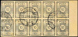 10 Pf. Grau, U-Papier, Tadelloser 10er-Block, Gestempelt, Fotokurzbefund Kunz BPP, Mi. 600.-, Katalog: 52aux O - Andere & Zonder Classificatie