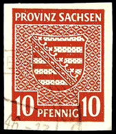 10 Pf Provinz Sachsen Tadellos Gestempelt, Gepr. Ströh BPP, Mi. 250.-, Katalog: 72 O - Andere & Zonder Classificatie