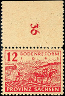 12 Pf Bodenreform Auf X-Papier Tadellos Postfrisch Vom Oberrand, Tiefst Gepr. Jasch BPP, Mi. 120,--, Katalog: 86xaA ** - Other & Unclassified