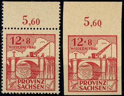 12+8 Pf Wiederaufbau Gezähnt Und Geschnitten Je In B-Farbe Tadellos Postfrisch, Tiefst Gepr. Ströh BPP, Mi. 112,--, Kata - Andere & Zonder Classificatie