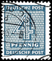 4 Pfg. Blaugrau, Wasserzeichen Fallend, Gestempelt, Geprüft Ströh BPP, Mi. 150.-, Katalog: 127Xb O - Andere & Zonder Classificatie