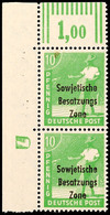 10 Pfg Im Senkrechten Eckrandpaar Aus Der Bogenecke Oben Links Mit Druckerzeichen "7", Tadellos Postfrisch, Mi. 200.-, K - Other & Unclassified