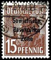 15 Pfg. Dunkelbraun, Gestempelt, Gepr.  Paul BPP, Mi. 300.-, Katalog: 187b O - Other & Unclassified