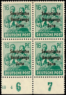 16 Pfg. Schwärzlichopalgrün, Postfrisch4er-Block Von Unterrand Diagonaler Bug Durch 3 Marken Gehend Fotobefund Paul BPP, - Other & Unclassified