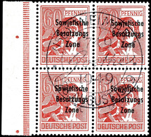 60 Pf. Karminrot, Zentrisch Gestempelter Randviererblock Mit Goethe-Sonderstempel "Weimar", Gepr. Weigelt BPP, Mi. 640,- - Andere & Zonder Classificatie