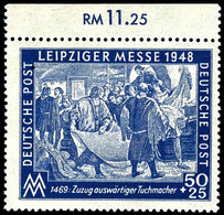 50 Pfg. Leipziger Messe Lilaultramarin Mit Borkengummierung, Postfrisch Vom Oberrand, Gepr. Paul BPP, Mi. 130.-, Katalog - Other & Unclassified