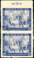 50 Pfg Leipzigermesse, Y-Gummierung, Senkr. Paar Vom Oberrand, Tadellos Gestempelt, Fotoattest Paul BPP, Mi. -.-, Katalo - Other & Unclassified