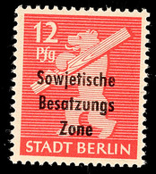 12 Pfg Auf Wbz-Papier, Aufdruck Einmal Normal, Zusätzlich Blindaufdruck, Tadellos Postfrisch, Gepr. Paul BPP, Katalog: 2 - Andere & Zonder Classificatie