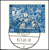 50 Pfg. Leipziger Messe Dunkelkobalt, Mit Sonderstempel "LEIPZIG 13.3.49" Auf Briefstück, Geprüft Paul BPP, Mi. 350.-, K - Other & Unclassified