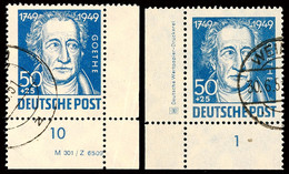50 Pfg. Goethe, 2 Gestempelte Pracht-Bogenecken Mit Druckvermerk Bzw. Druckereizeichen, Katalog: 237DV,DZ O - Other & Unclassified