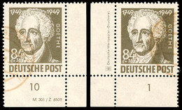 84 Pfg. Goethe, 2 Gestempelte Pracht-Bogenecken Mit Druckvermerk Bzw. Druckereizeichen, Katalog: 238DV,DZ O - Other & Unclassified