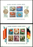 Marx-Blocks In Ungez. Erhaltung Mit Tages-Rundstpl. Aus SCHWERIN Bzw. HALLE, Tadellos, Mi. 440,--, Katalog: Bl.8/9 B O - Andere & Zonder Classificatie