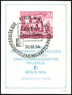 Blockausgabe "Erste Zentrale Briefmarkenausstellung, Berlin", Wasserzeichen XI, Plattenfehler IV "Farbpunkt Unten Im U I - Andere & Zonder Classificatie