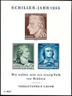 Blockausgabe "150. Todestag Friedrich Schiller", Plattenfehler II "Gesicht Mit Zwei Warzen Bei Mi.-Nr. 464B", Tadellos P - Other & Unclassified