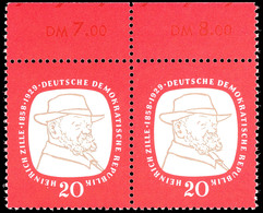 20 Pfg Zille Mit PLF I "Hutkrempe Gebrochen", Tadellos Postfrisches Oberrandpaar, Gepr. Mayer BPP, Mi. 100.-, Katalog: 6 - Andere & Zonder Classificatie