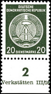 20 Pf Zirkeldienstmarke In Type XIXI Tadellos Postfrisch Vom Unterrand (mit Teil-Druckvermerk), Gepr. Engel, Mi. 650,--, - Other & Unclassified