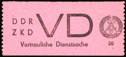 1965, 20 Pfg ZKD Für Vertrauliche Dienstsachen Schwarz Auf Hellilarosa Mit Plattenfehler "fehlende Granne Im Ährenkranz  - Sonstige & Ohne Zuordnung