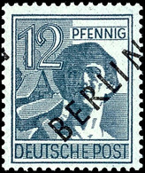 12 Pf Schwarzaufdruck Auf Dünnem Papier Tadellos Postfrisch, Dopp. Tiefst Gepr. Schlegel BPP, Mi. 300,--, Katalog: 5y ** - Other & Unclassified