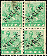 84 Pf. Schwarzaufdruck, Gest. Viererblock, Ungefaltet, Leichter Bug, Gepr. Schlegel BPP, Mi. 400,- +, Katalog: 16 O - Andere & Zonder Classificatie