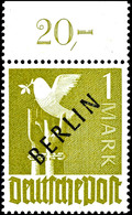 1 Mark Schwarzaufdruck In Besserer A-Farbe Vom Oberrand P OR Dgz. Tadellos Postfrisch, Tiefst Gepr. Schlegel, Mi. 450,-- - Andere & Zonder Classificatie